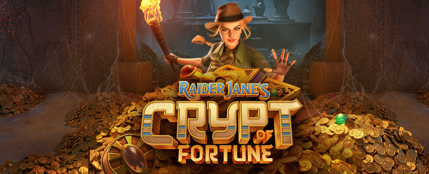 Free Spins, Increasing Multipliers, Sticky Wilds, Cascading Reels and the chance to win 50,000x your stake - only with Raider Jane's Crypt of Fortune!